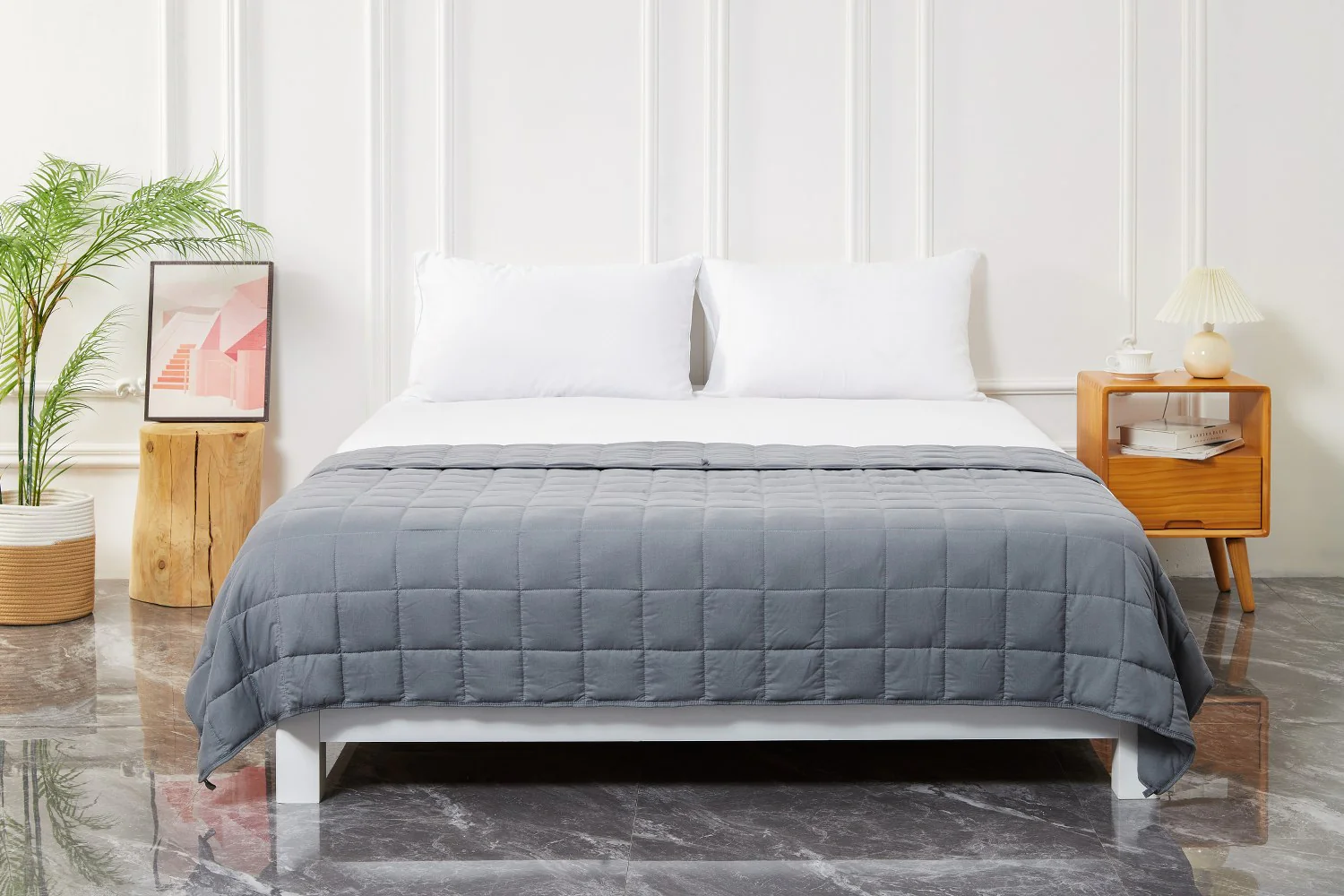 Best Weighted Blanket King Size - Cool Bamboo Gray Comforter for Deep Relaxation - Image 8