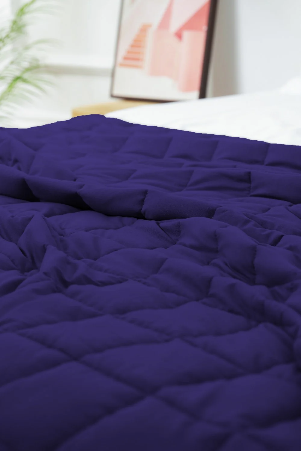 Queen Size Weighted Blanket - Cool Bamboo Navy Blue Heavy Comforter for Better Sleep - Image 8